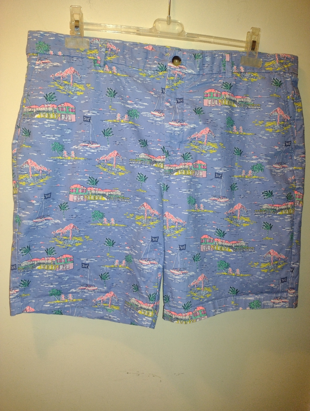 Vineyard Vines By Shep&Ian 9" Breaker Shorts Mens 38 Tropical Coastal Palm Tree